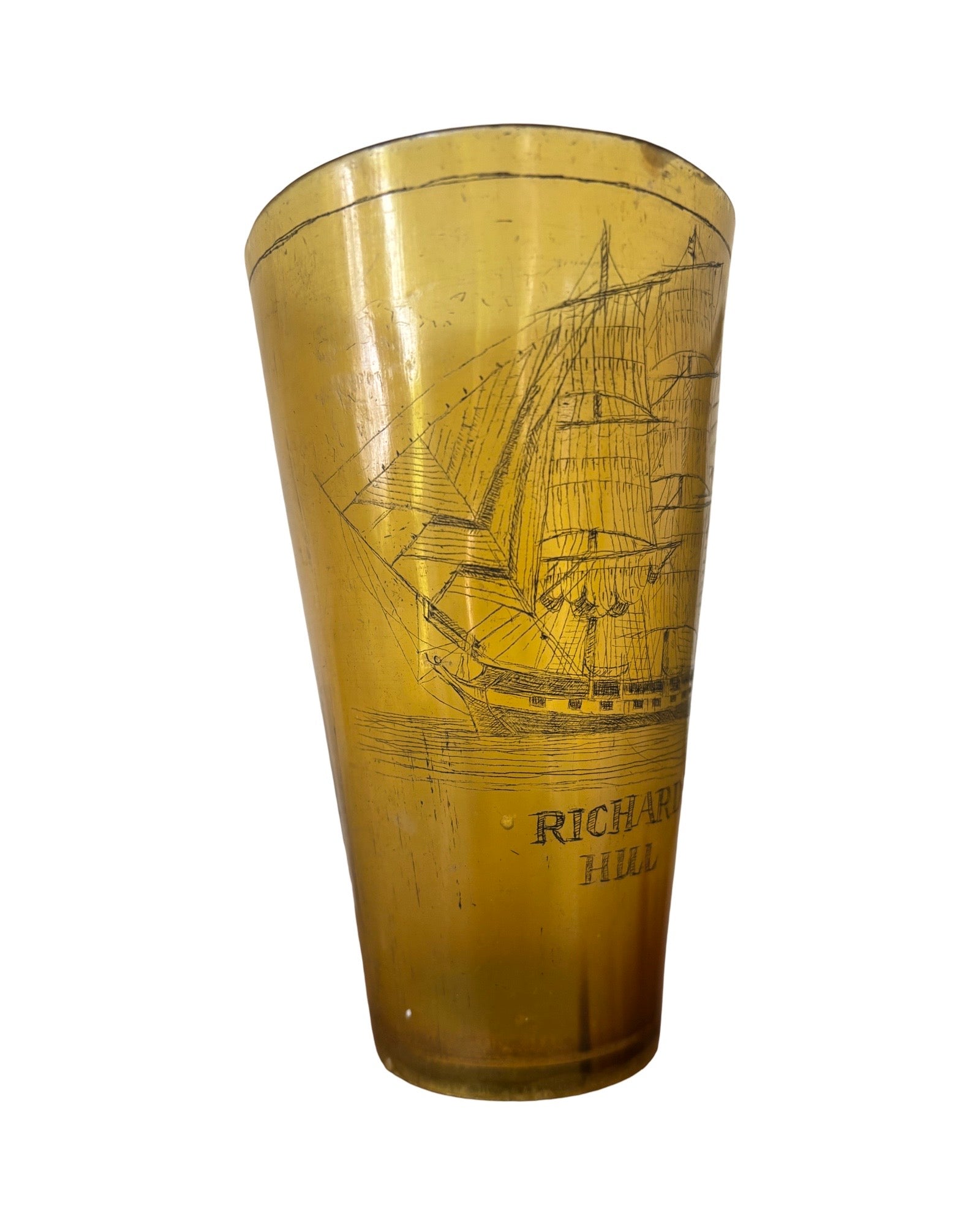 Scrimshaw Cow Horn beaker