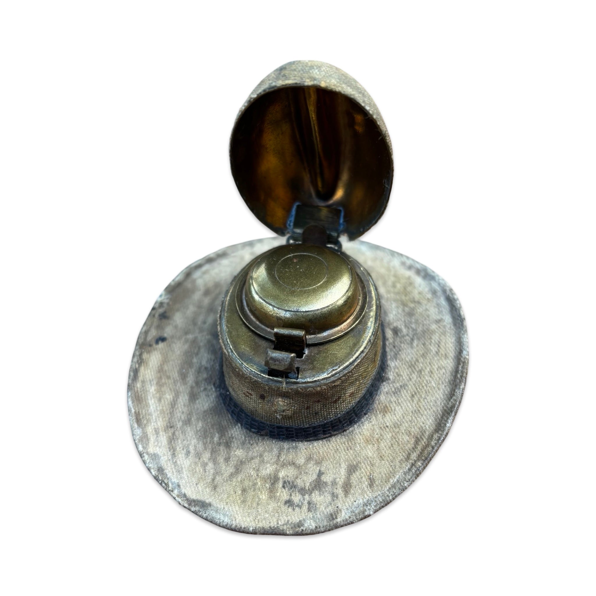 Edwardian Travelling Inkwell In The Form Of A Hat