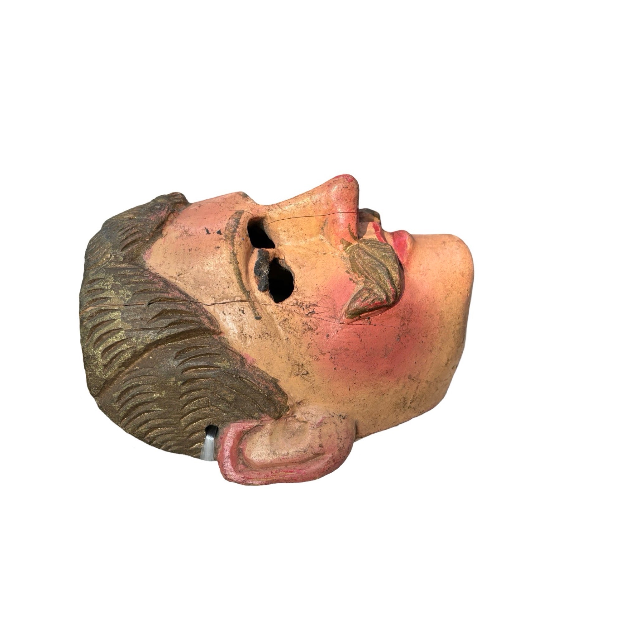 Carved Wood Polychrome Dance Mask. Early 20th C.