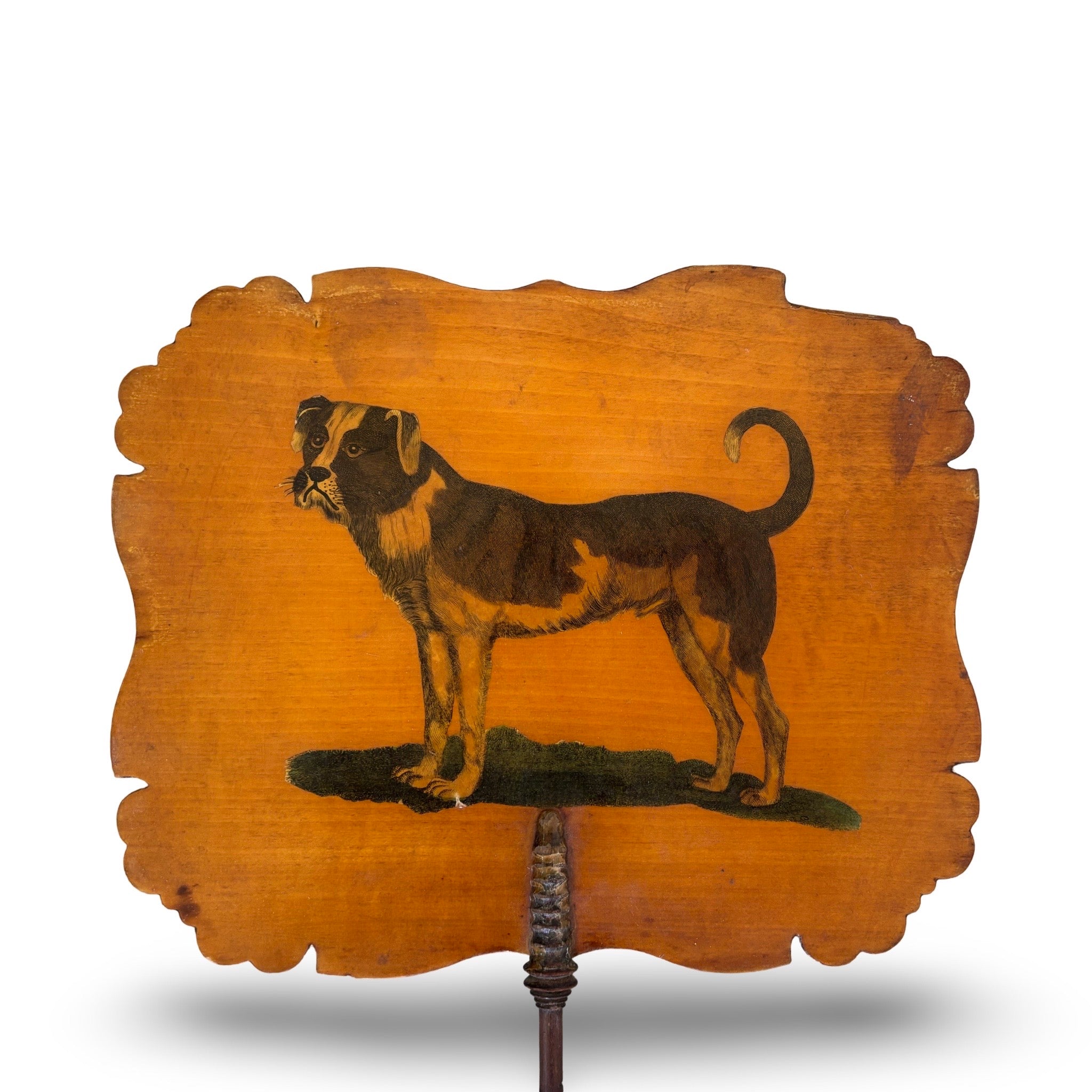 Pair of English Face Screens With Decoupage Dogs, Circa, 1825
