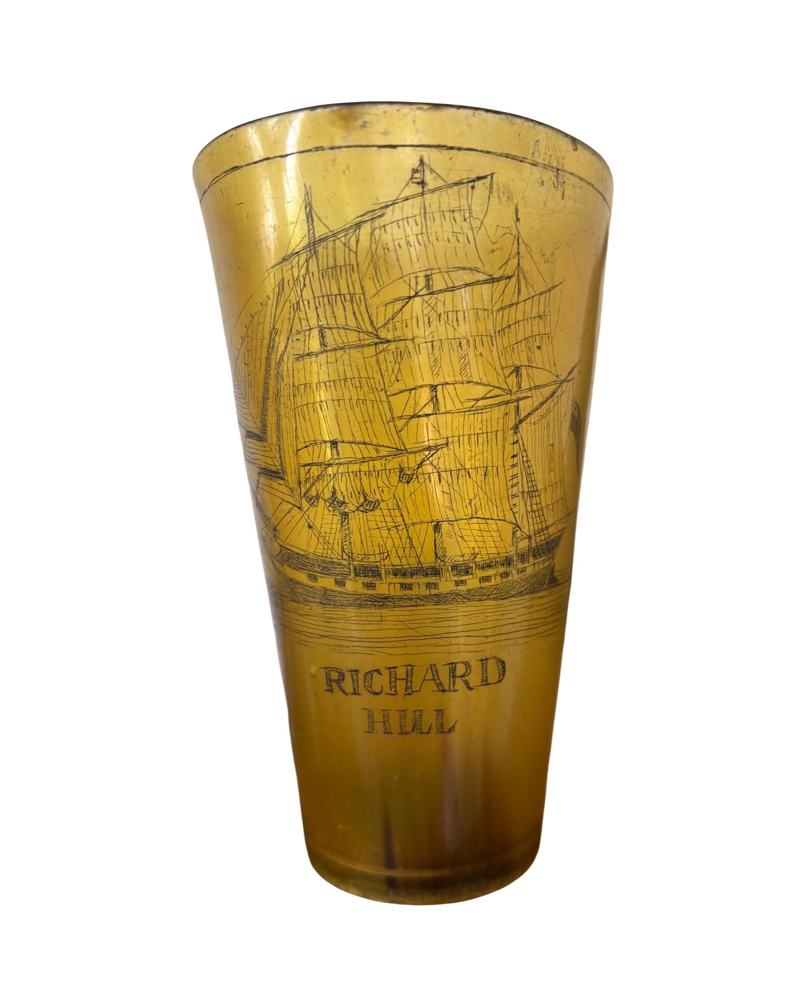 Scrimshaw Cow Horn beaker