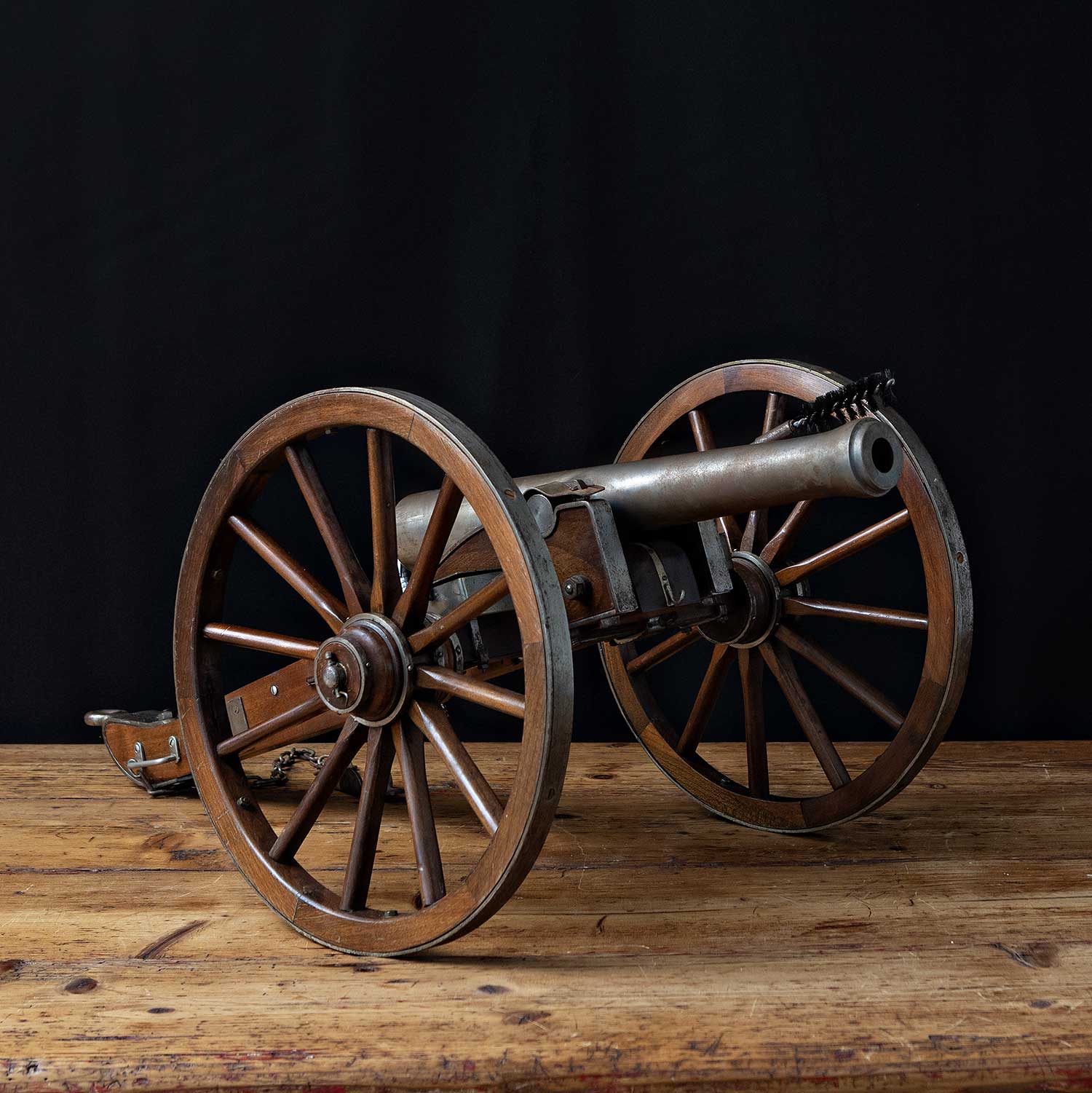 1/4 Scale Wood And Steel Model Of An Artillery Canon. 20th Century