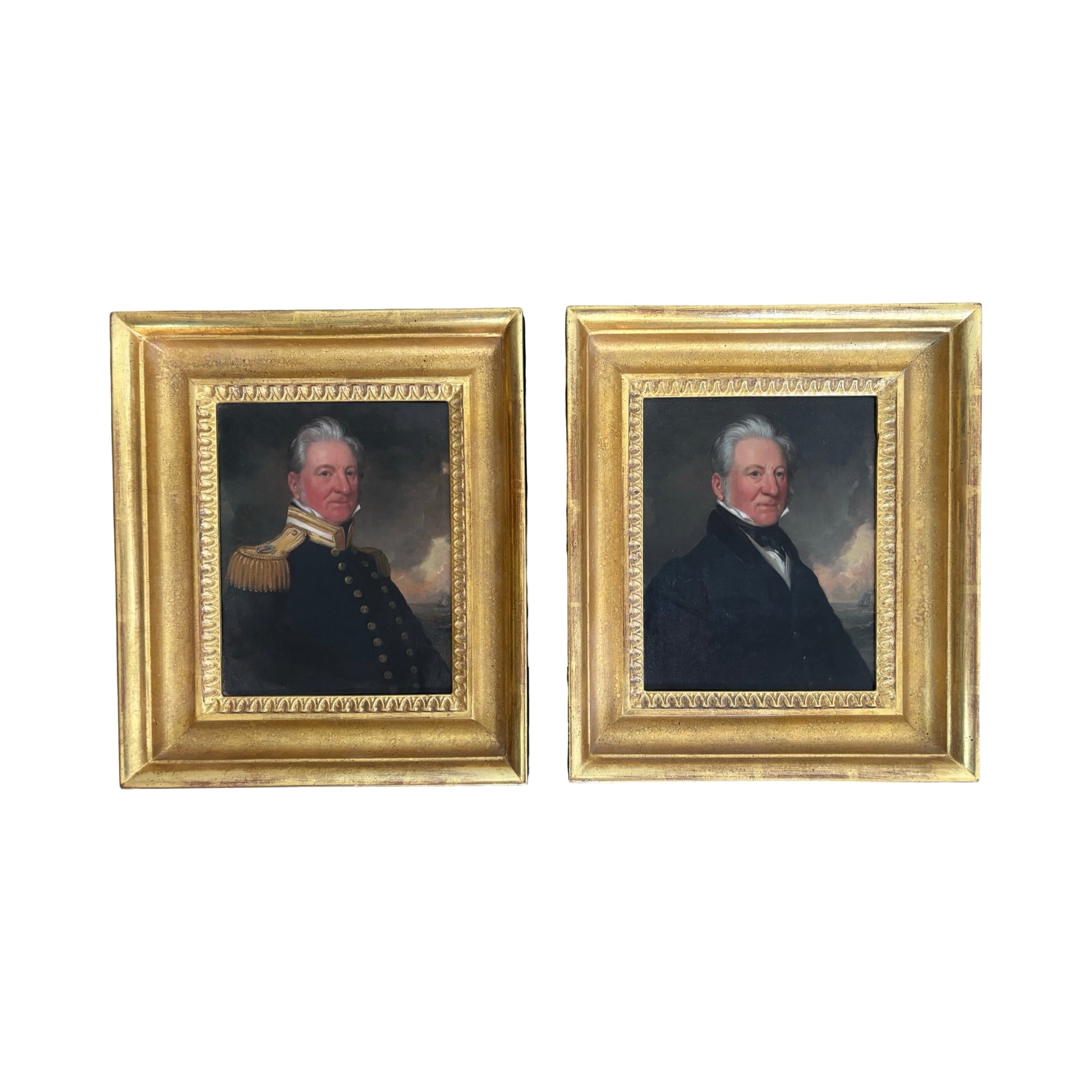 Ramsey Richard Reinagle, R.A. 1775-1862 Pair of Portraits of the Artists Father, Philip Reinagle, in Naval and Civilian Garb.