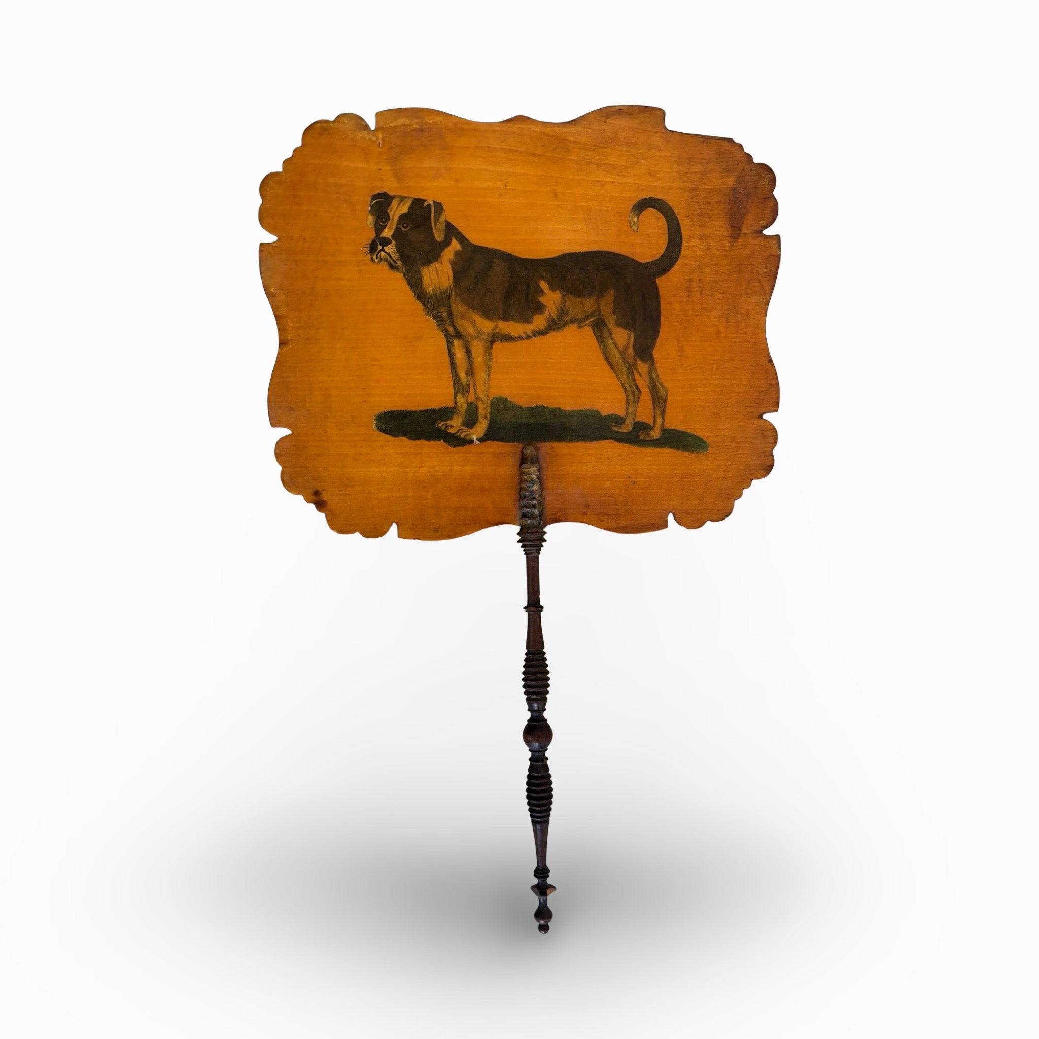 Pair of English Face Screens With Decoupage Dogs, Circa, 1825
