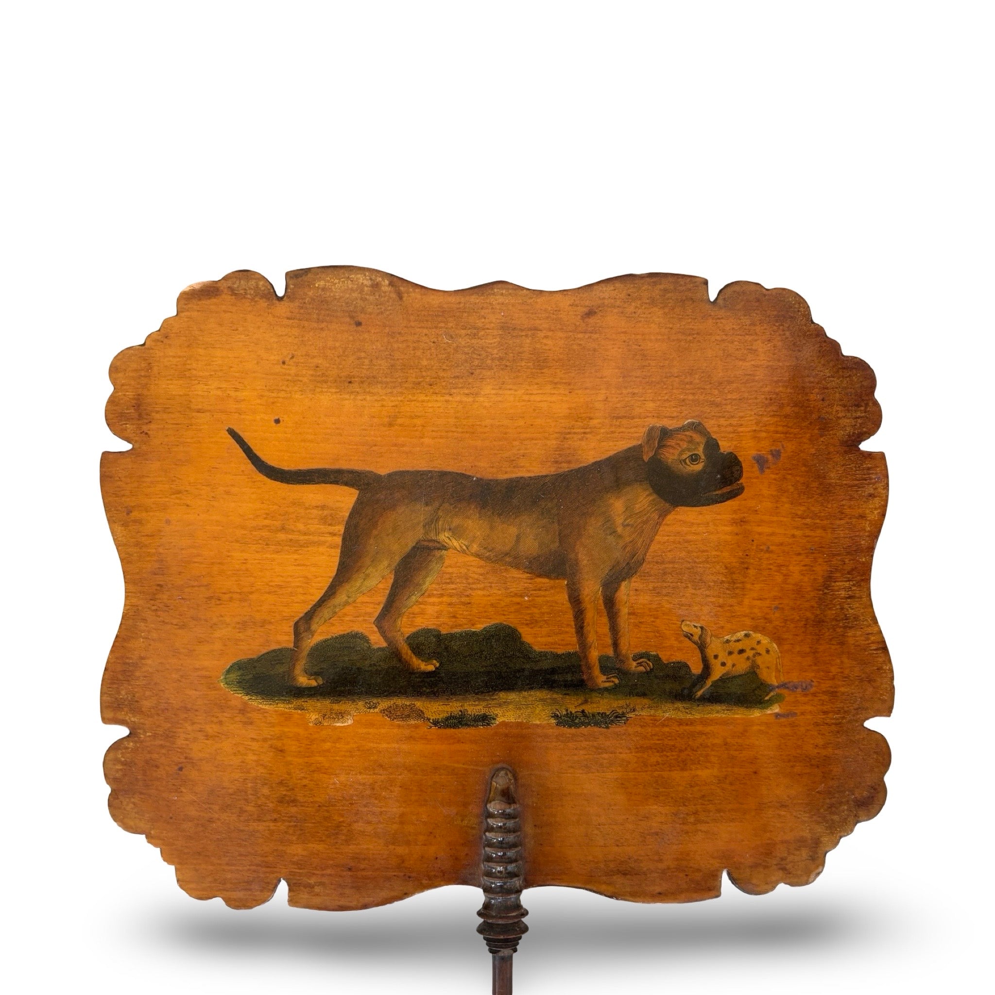 Pair of English Face Screens With Decoupage Dogs, Circa, 1825