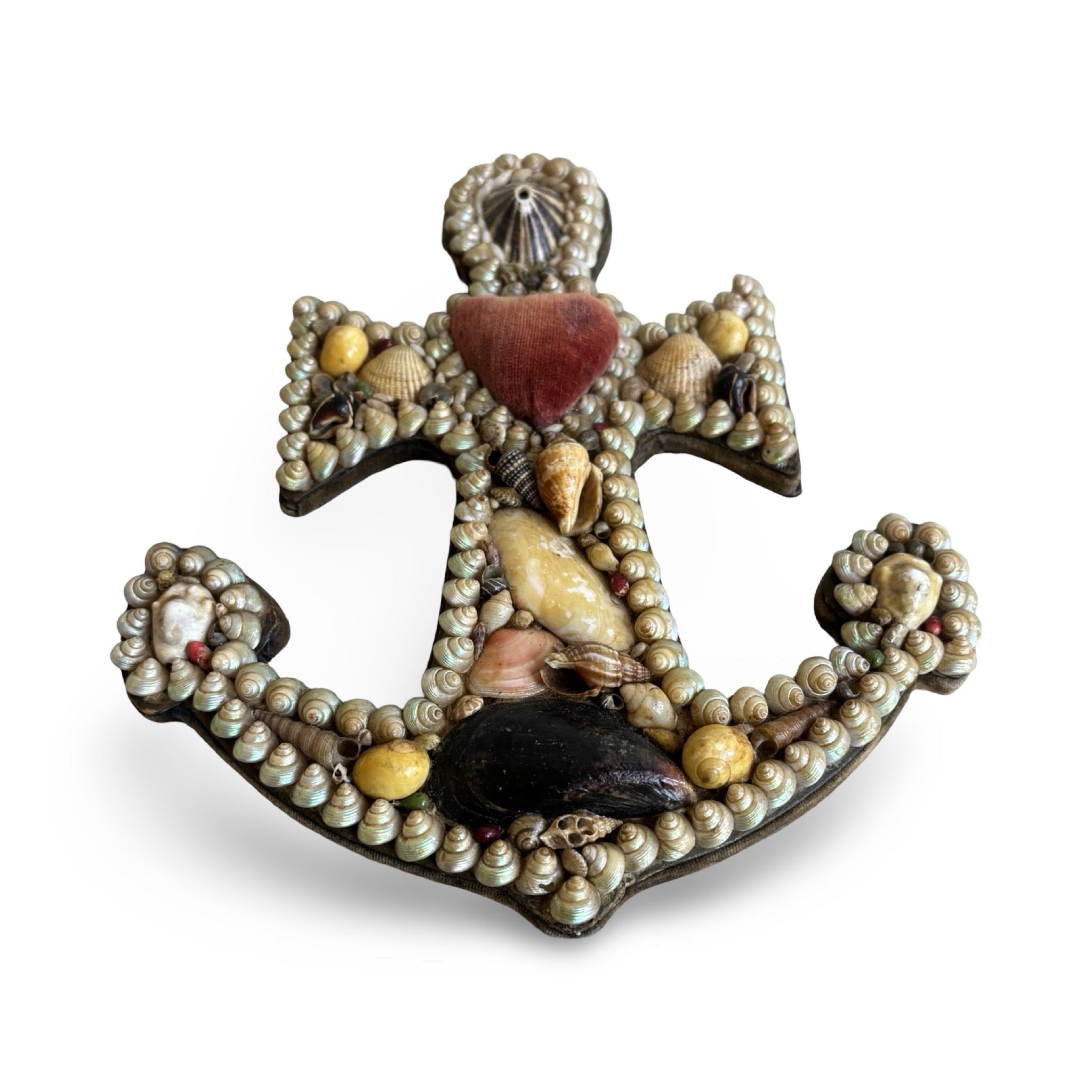 Shellwork Sailor's Valentine Anchor Circa. 1890